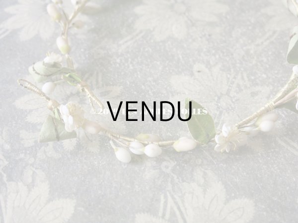 画像4: アンティーク ワックスフラワーのヘッドリース オレンジの花＆桜 ウェディング 結婚式 ティアラ  (4)