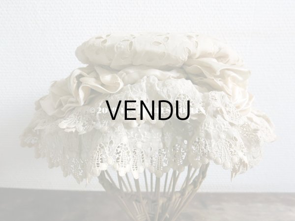 画像3: 1890年代 アンティーク 小さな女の子用 レースの帽子 淡いピンクのリボン  (3)