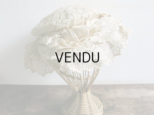 画像11: 1890年代 アンティーク 小さな女の子用 レースの帽子 淡いピンクのリボン  (11)