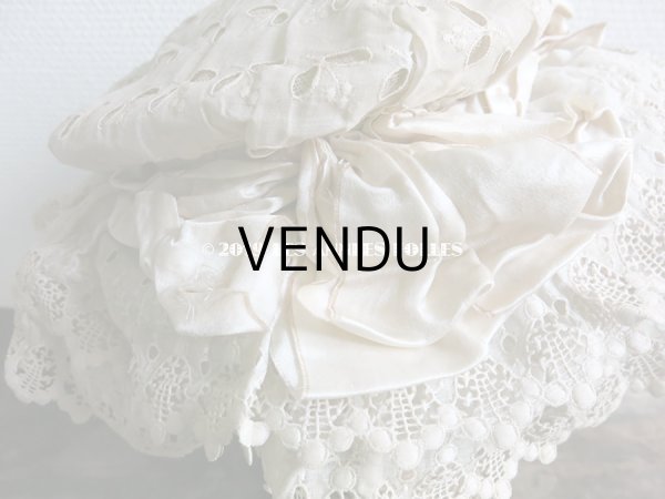 画像6: 1890年代 アンティーク 小さな女の子用 レースの帽子 淡いピンクのリボン  (6)