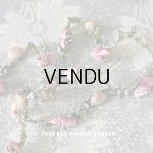 画像: 19世紀末 アンティーク  シルク製 2色の薔薇のロココトリム  ロココリボン 42cm