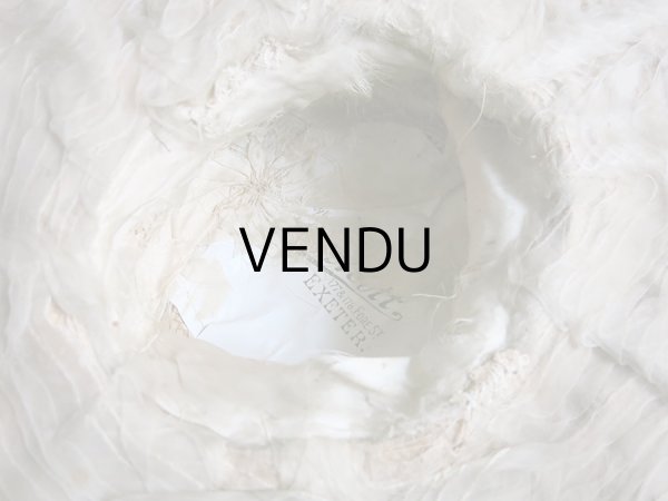 画像8: アンティーク 小さな女の子用 ストローハット 布花＆フェザー＆シルクシフォンのリボン (8)