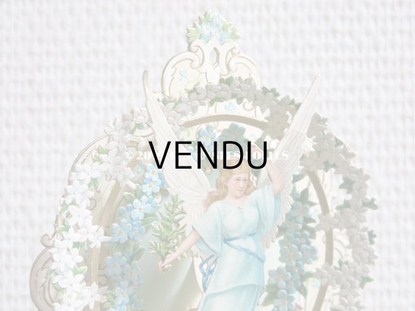 画像7: アンティーク  初聖体の立体カニヴェ コミュ二オンの少女 天使＆鈴蘭＆勿忘草 ポップアップ クロモ (7)