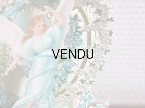 画像12: アンティーク  初聖体の立体カニヴェ コミュ二オンの少女 天使＆鈴蘭＆勿忘草 ポップアップ クロモ (12)