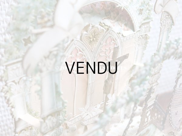 画像11: アンティーク  初聖体の立体カニヴェ コミュ二オンの少女 天使と白薔薇の教会 ポップアップ クロモ (11)