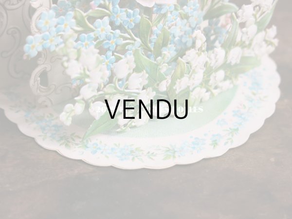 画像11: アンティーク  初聖体の立体カニヴェ コミュ二オンの少女 鈴蘭＆勿忘草 ポップアップ クロモ (11)