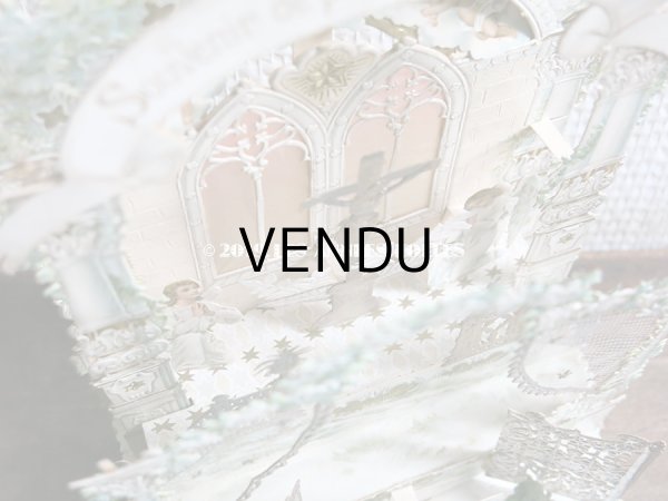 画像12: アンティーク  初聖体の立体カニヴェ コミュ二オンの少女 天使と白薔薇の教会 ポップアップ クロモ (12)