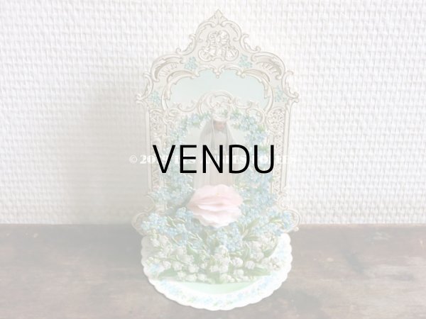 画像3: アンティーク  初聖体の立体カニヴェ コミュ二オンの少女 鈴蘭＆勿忘草 ポップアップ クロモ (3)