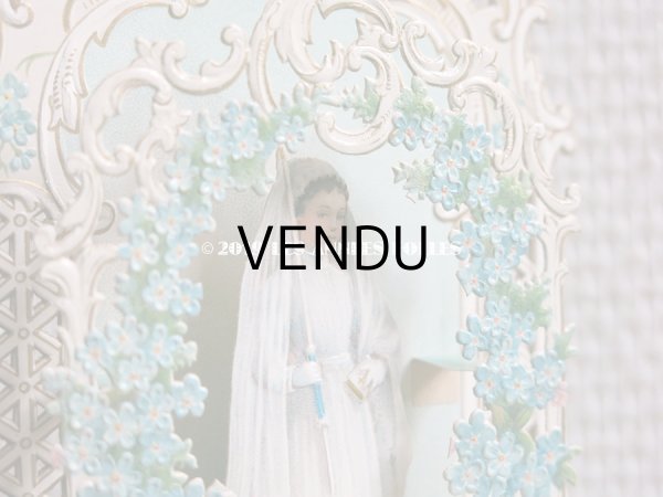 画像7: アンティーク  初聖体の立体カニヴェ コミュ二オンの少女 鈴蘭＆勿忘草 ポップアップ クロモ (7)