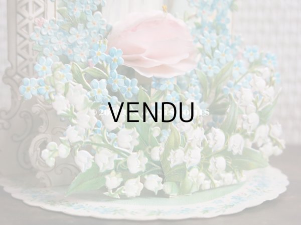 画像9: アンティーク  初聖体の立体カニヴェ コミュ二オンの少女 鈴蘭＆勿忘草 ポップアップ クロモ (9)