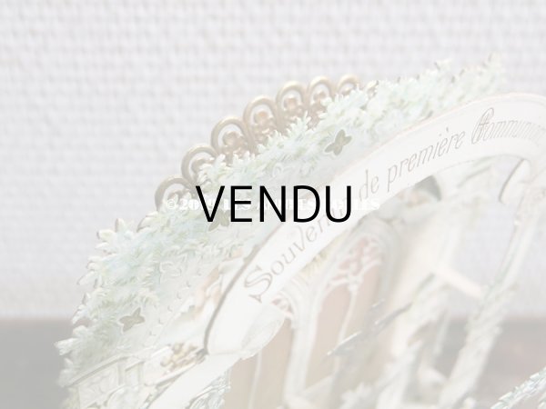 画像9: アンティーク  初聖体の立体カニヴェ コミュ二オンの少女 天使と白薔薇の教会 ポップアップ クロモ (9)