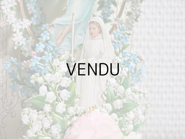 画像9: アンティーク  初聖体の立体カニヴェ コミュ二オンの少女 天使＆鈴蘭＆勿忘草 ポップアップ クロモ (9)