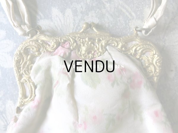 画像6: 【クリスマスセール2019対象外】 19世紀 アンティーク オモニエール シルク製 ピンクの薔薇模様のほくし織  (6)