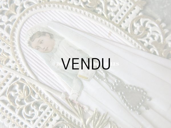 画像3: 【クリスマスセール2019対象外】 1900年 アンティーク カニヴェ コミュ二オンの少女 透かし柄 ホワイト＆ゴールド (3)