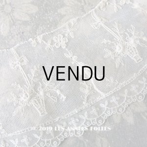画像: 1900年代 アンティーク 薔薇の花かご刺繍入りレース 