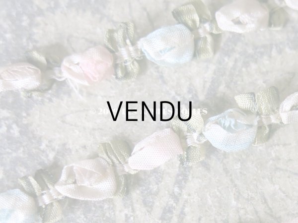 画像3: アンティーク シルク製 ロココトリム 3色の薔薇 パウダーピンク＆パウダーブルー ロココリボン 13.5〜15cm (3)