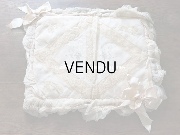 画像5: アンティーク シルクシフォンのフリルの大きなポシェット パウダーピンク (5)