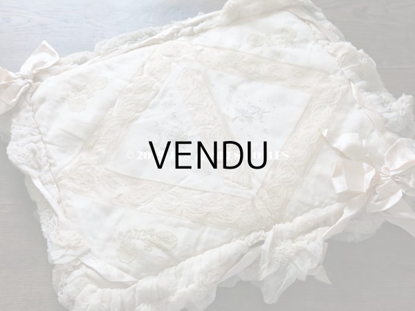 画像19: アンティーク シルクシフォンのフリルの大きなポシェット パウダーピンク (19)