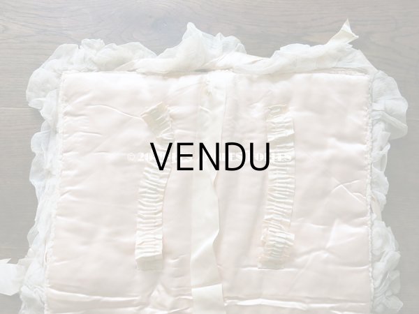 画像9: アンティーク シルクシフォンのフリルの大きなポシェット パウダーピンク (9)