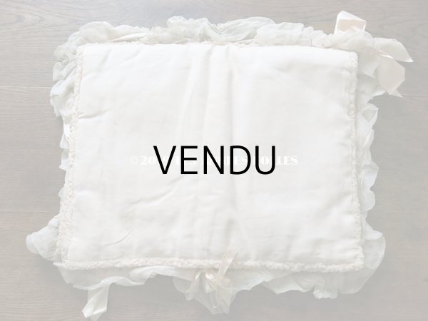 画像8: アンティーク シルクシフォンのフリルの大きなポシェット パウダーピンク (8)