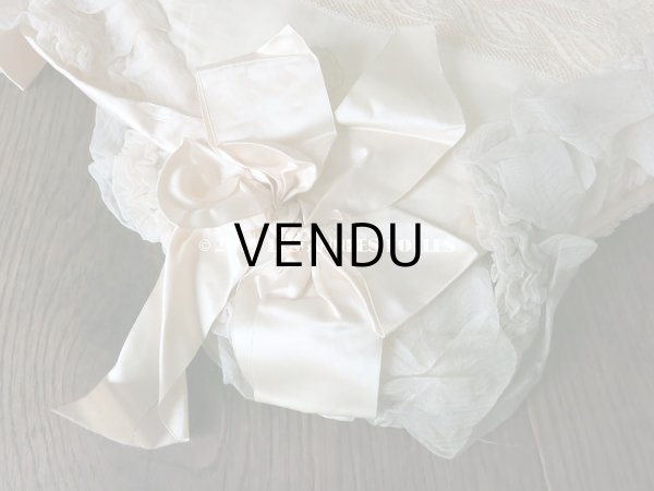 画像12: アンティーク シルクシフォンのフリルの大きなポシェット パウダーピンク (12)