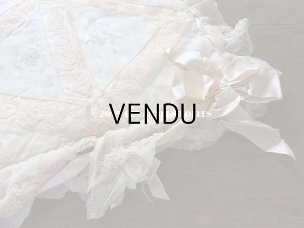 画像4: アンティーク シルクシフォンのフリルの大きなポシェット パウダーピンク (4)