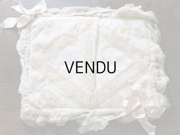 画像6: アンティーク シルクシフォンのフリルの大きなポシェット パウダーピンク (6)