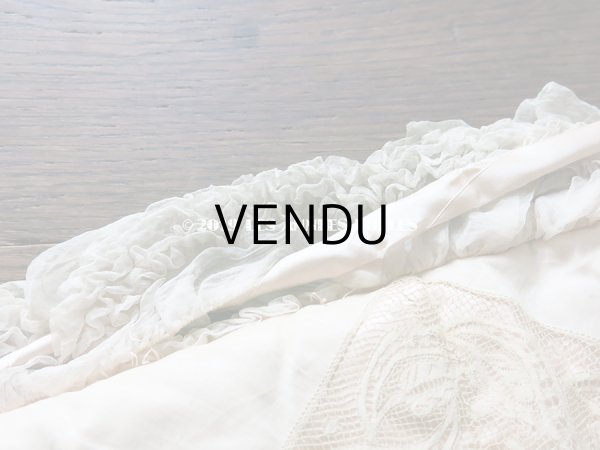 画像18: アンティーク シルクシフォンのフリルの大きなポシェット パウダーピンク (18)