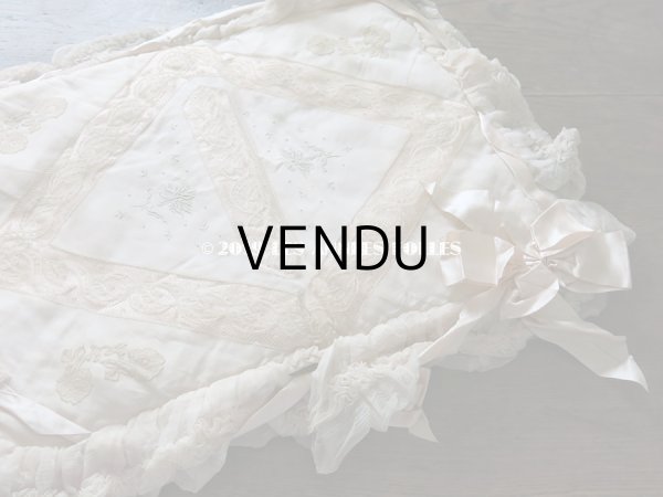 画像3: アンティーク シルクシフォンのフリルの大きなポシェット パウダーピンク (3)