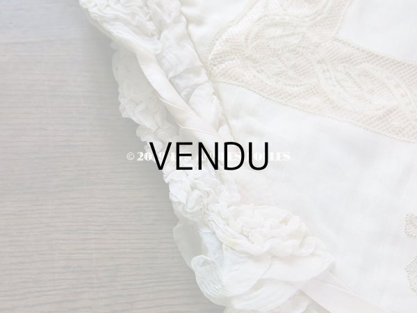 画像17: アンティーク シルクシフォンのフリルの大きなポシェット パウダーピンク (17)