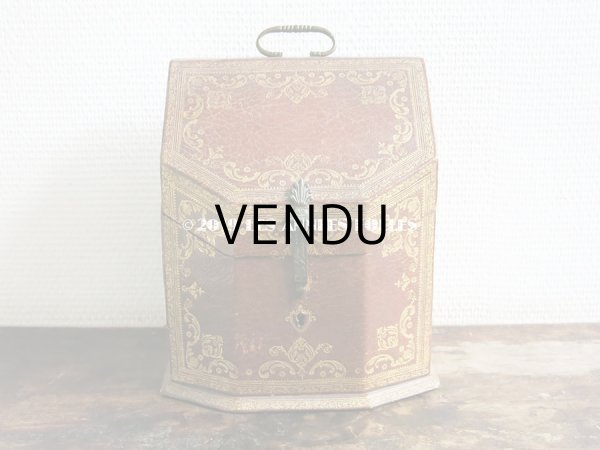 画像3: 19世紀 アンティーク ナポレオン3世時代 本革製 レターボックス 金彩入り (3)