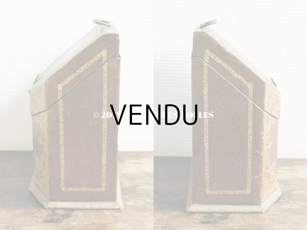 画像5: 19世紀 アンティーク ナポレオン3世時代 本革製 レターボックス 金彩入り (5)