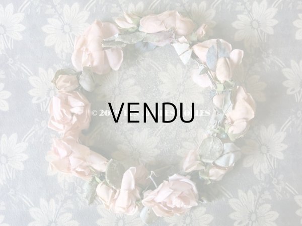 画像4: 19世紀末 アンティーク 淡いピンクの薔薇のヘッドリース ティアラ  (4)