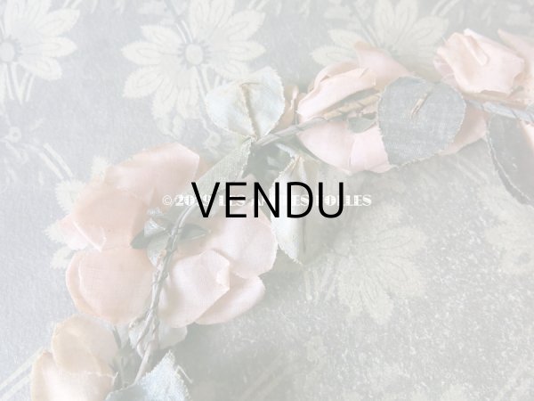 画像9: 19世紀末 アンティーク 淡いピンクの薔薇のヘッドリース ティアラ  (9)