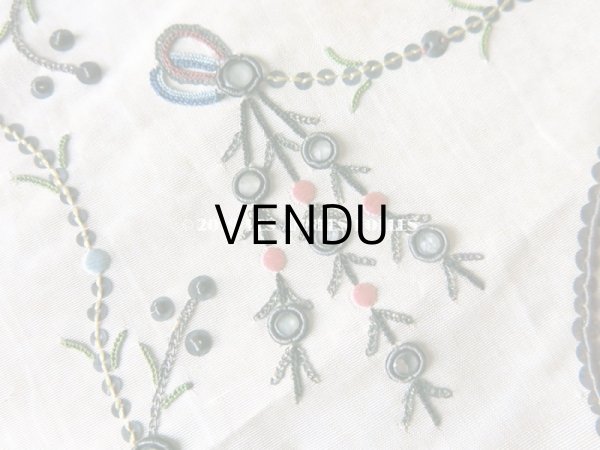 フランスアンティーク　刺繍　シルク　ケース フランスアンティークGROS DE TOURS サンプル刺繍シルククロス