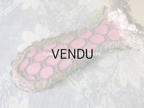 画像17: 未使用 アンティーク リボン刺繍 & ロココトリムの手鏡 ボックス入り (17)