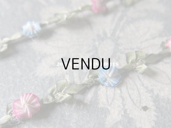 画像8: アンティーク  リボン刺繍 & ロココトリム用 シルク製 リボン 3.65m 極細3mm幅 淡いピンク  (8)