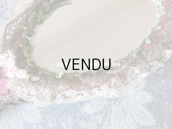 画像14: 未使用 アンティーク リボン刺繍 & ロココトリムの手鏡 ボックス入り (14)