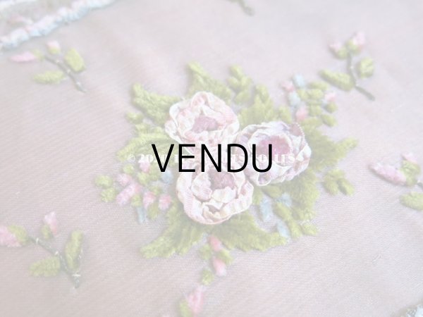 画像7: 未使用 アンティーク リボン刺繍 & ロココトリムの手鏡 ボックス入り (7)