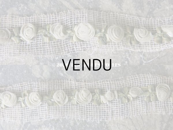 画像6: アンティーク シルク製 パウダーグリーンの薔薇のロココトリム  ロココリボン 1.5m (6)