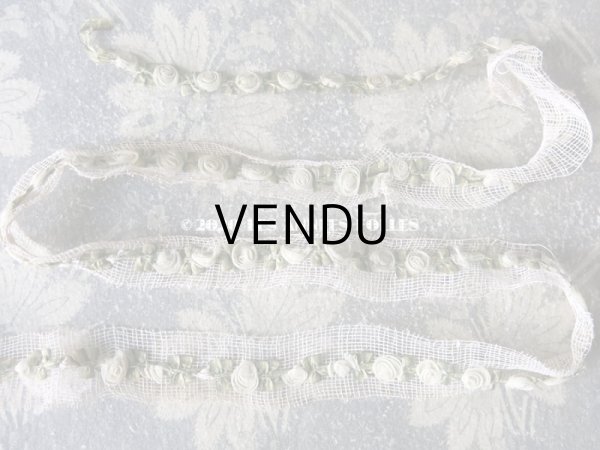 画像3: アンティーク シルク製 パウダーグリーンの薔薇のロココトリム  ロココリボン 1.5m (3)