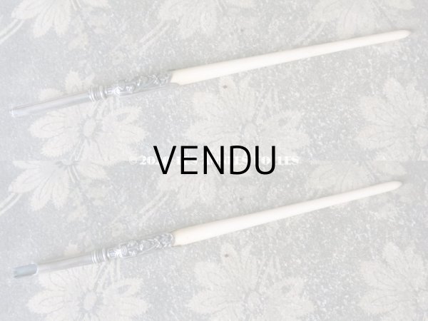 画像7: アンティーク シルバー製 レタリングセット 鈴蘭 ペン軸 & レターオープナー & シーリングスタンプ & ペーパーナイフ (7)