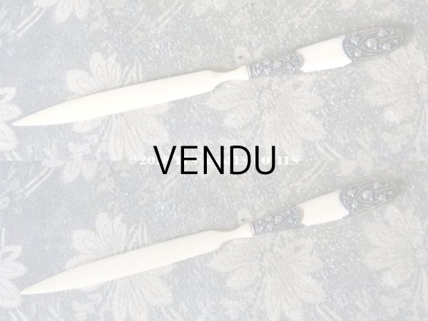 画像5: アンティーク シルバー製 レタリングセット 鈴蘭 ペン軸 & レターオープナー & シーリングスタンプ & ペーパーナイフ (5)