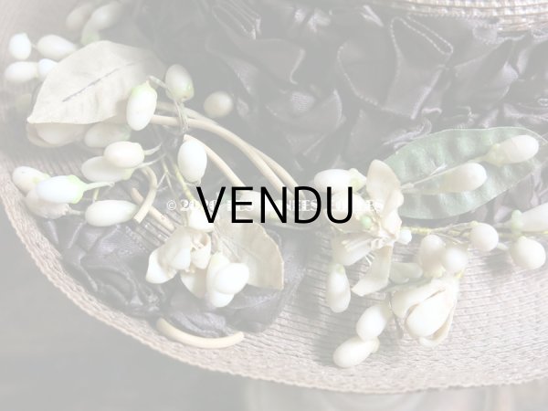 画像6: アンティーク 小さな女の子用 ワックスフラワー&リボン付 ストローハット  (6)