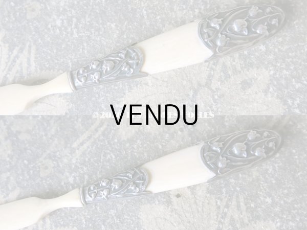 画像9: アンティーク シルバー製 レタリングセット 鈴蘭 ペン軸 & レターオープナー & シーリングスタンプ & ペーパーナイフ (9)