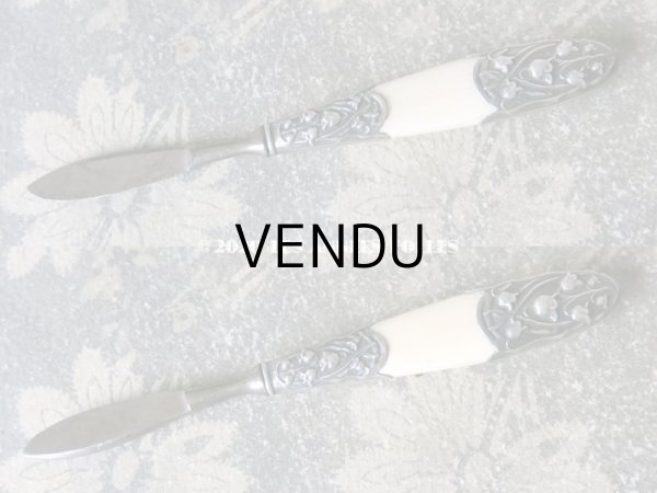 画像10: アンティーク シルバー製 レタリングセット 鈴蘭 ペン軸 & レターオープナー & シーリングスタンプ & ペーパーナイフ (10)