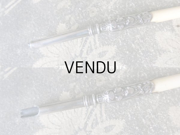 画像8: アンティーク シルバー製 レタリングセット 鈴蘭 ペン軸 & レターオープナー & シーリングスタンプ & ペーパーナイフ (8)