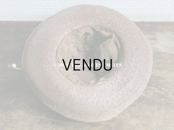 画像8: アンティーク 小さな女の子用 ワックスフラワー&リボン付 ストローハット  (8)