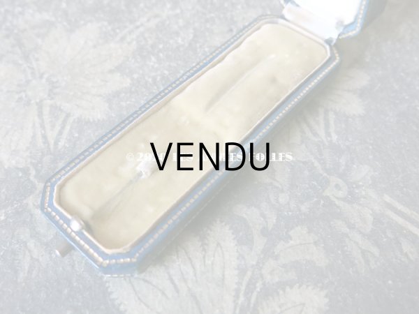 画像5: アンティーク 本革製 ジュエリーボックス 金彩入り ブルーグリーン エパングル (5)