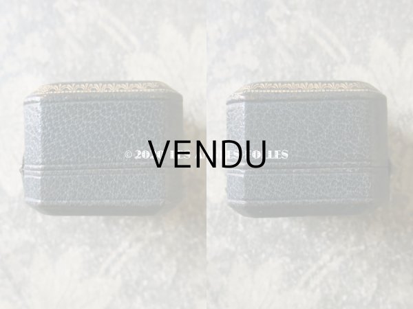画像4: アンティーク 本革製 ジュエリーボックス 金彩入り ブルーグリーン リングボックス (4)